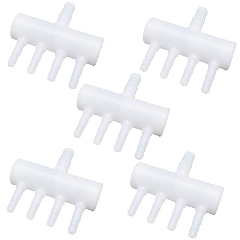 Xiaoyztan 5 Pcs Aquarium 4-Way Air Line Plastic Splitter Air Pump Tubing Connector for Air Flow Diffusion - Image 1